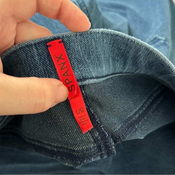 SPANX Jean-ish Ankle Shaping Leggings in Blue Tummy Control Women Size Large - Picture 4 of 6